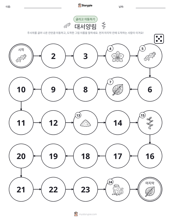 주사위 굴리고 이동하기 게임