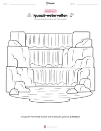 Iguazú-watervallen afdrukbare werkblad voorbeeld