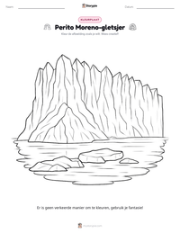 Perito Moreno-gletsjer afdrukbare werkblad voorbeeld