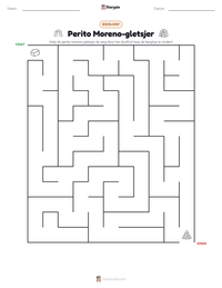 Perito Moreno-gletsjer afdrukbare werkblad voorbeeld