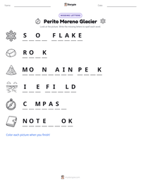 Perito Moreno Glacier printable worksheet preview