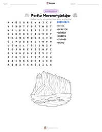 Perito Moreno-gletsjer afdrukbare werkblad voorbeeld