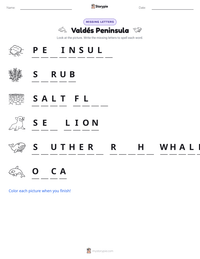 Valdés Peninsula printable worksheet preview