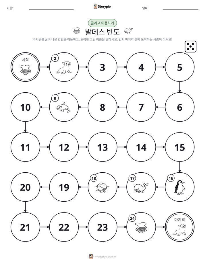 주사위 굴리고 이동하기 게임