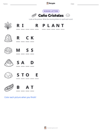 Caño Cristales printable worksheet preview