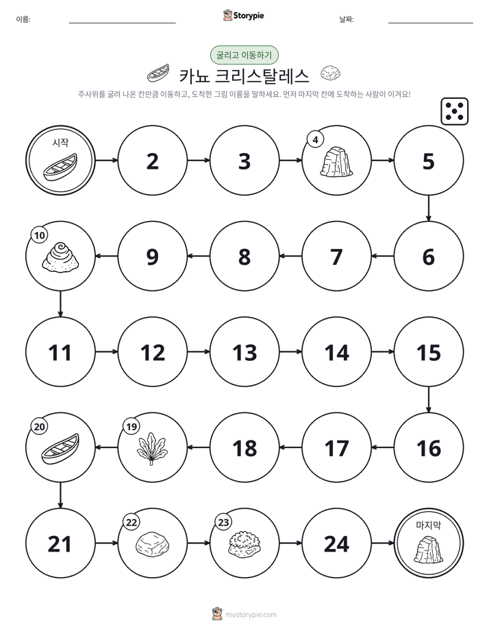 주사위 굴리고 이동하기 게임