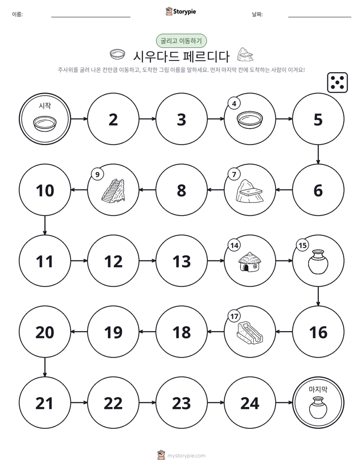 주사위 굴리고 이동하기 게임