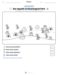 San Agustín Archaeological Park printable worksheet preview