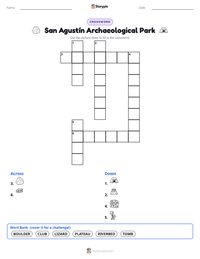 San Agustín Archaeological Park printable worksheet preview