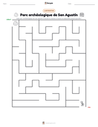Aperçu de la feuille de travail imprimable Parc archéologique de San Agustín