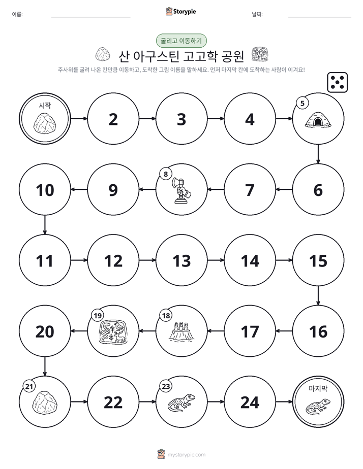 주사위 굴리고 이동하기 게임