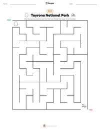 Tayrona National Park printable worksheet preview