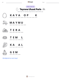 Tayrona Ulusal Parkı yazdırılabilir çalışma sayfası önizlemesi