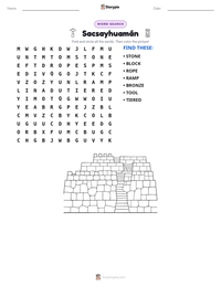 Sacsayhuamán printable worksheet preview