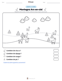 Aperçu de la feuille de travail imprimable Montagne Arc-en-ciel