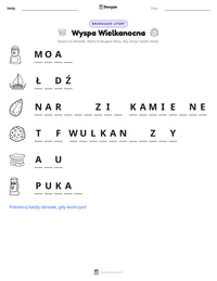 Podgląd drukowalnego arkusza ćwiczeń Wyspa Wielkanocna