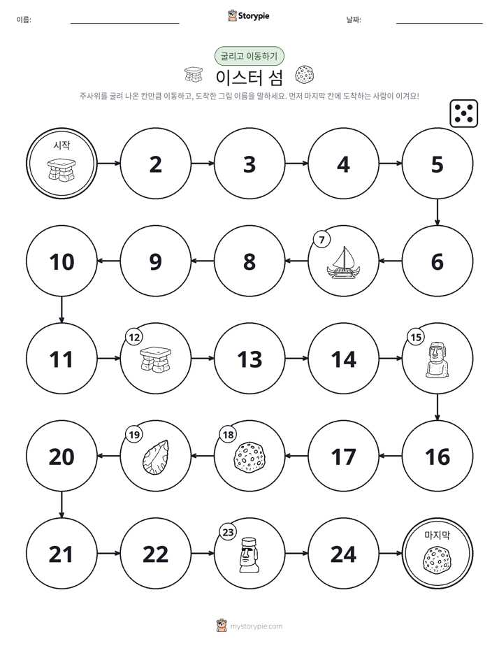 주사위 굴리고 이동하기 게임