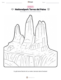 Nationalpark Torres del Paine druckbare Arbeitsblatt Vorschau