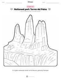 Nationaal park Torres del Paine afdrukbare werkblad voorbeeld