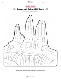 Torres del Paine Milli Parkı yazdırılabilir çalışma sayfası önizlemesi