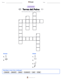 Torres del Paine printable worksheet preview