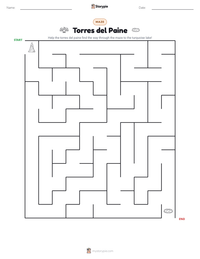 Torres del Paine printable worksheet preview