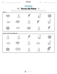Torres del Paine printable worksheet preview