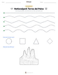 Nationalpark Torres del Paine druckbare Arbeitsblatt Vorschau