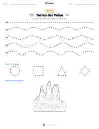 Torres del Paine printable worksheet preview