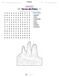 Torres del Paine printable worksheet preview