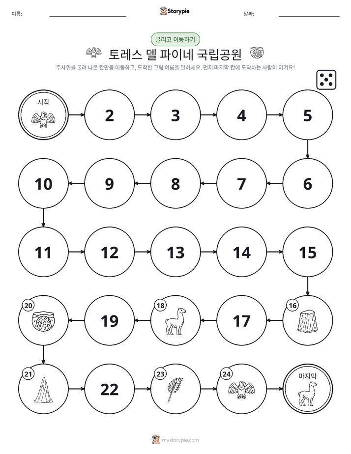 주사위 굴리고 이동하기 게임
