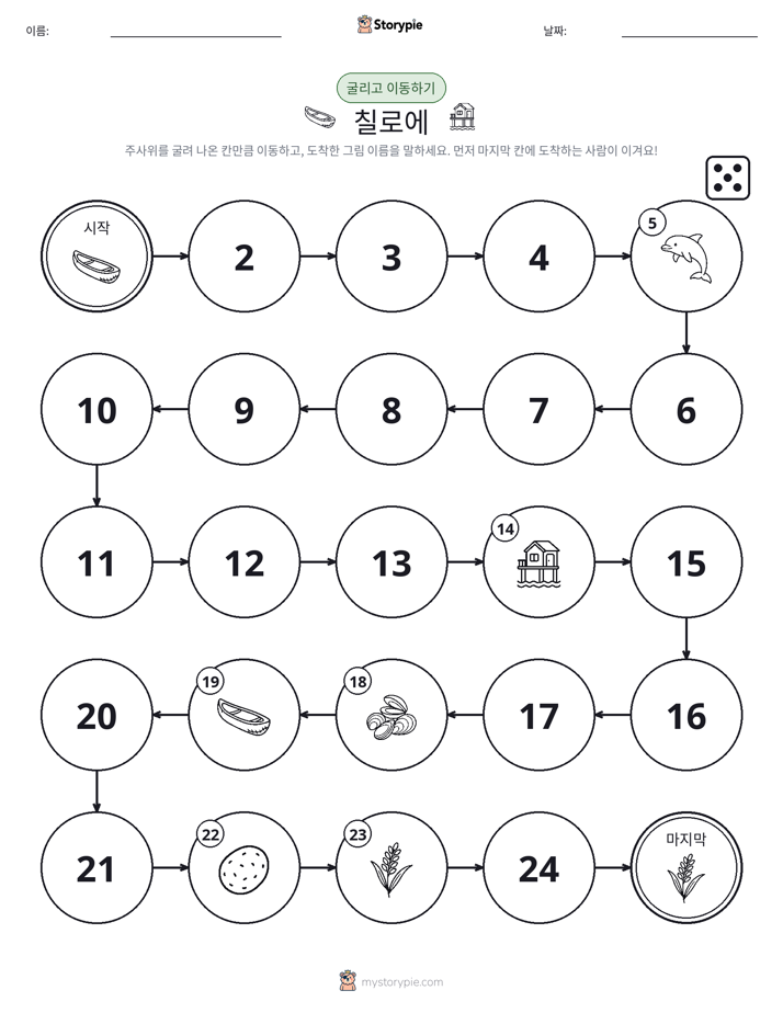 주사위 굴리고 이동하기 게임