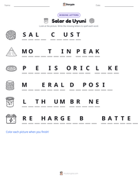 Salar de Uyuni printable worksheet preview