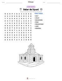 Salar de Uyuni printable worksheet preview