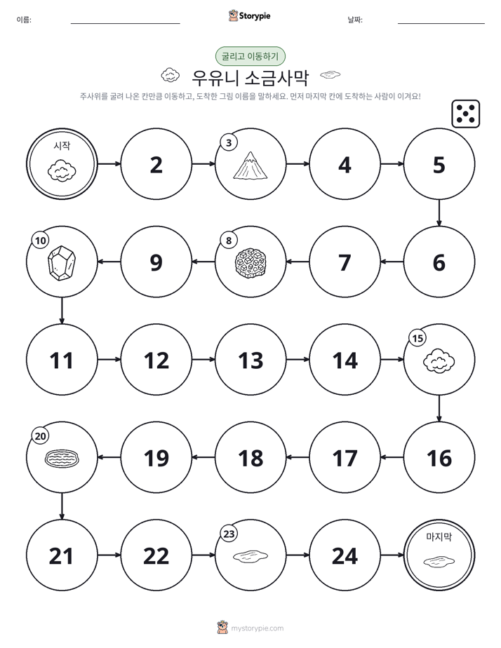 주사위 굴리고 이동하기 게임
