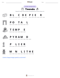 Aperçu de la feuille de travail imprimable Tiwanaku