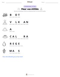 Meer van Atitlán afdrukbare werkblad voorbeeld