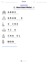 Mont-Saint-Michel printable worksheet preview