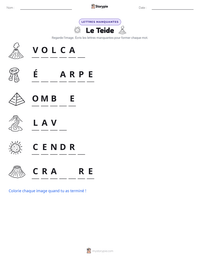 Aperçu de la feuille de travail imprimable Le Teide