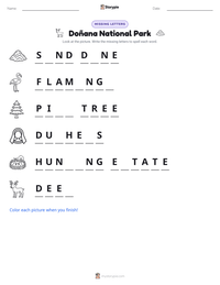 Doñana National Park printable worksheet preview