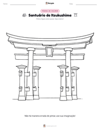 Prévia da folha de atividades imprimível Santuário de Itsukushima