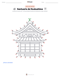 Vista previa de la hoja de trabajo imprimible de Santuario de Itsukushima