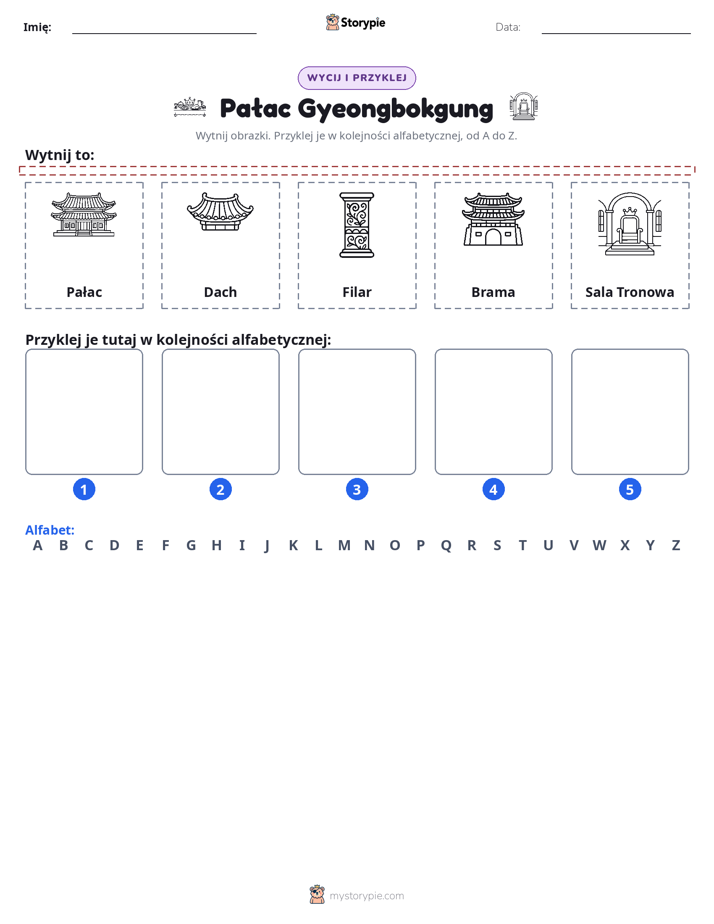 Wytnij i Wklej Alfabet