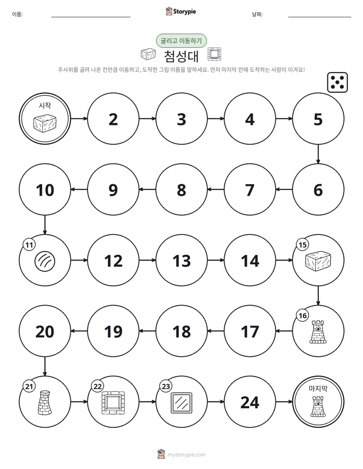 주사위 굴리고 이동하기 게임