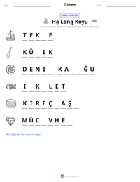 Hạ Long Koyu yazdırılabilir çalışma sayfası önizlemesi