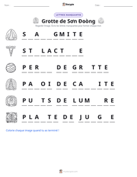 Aperçu de la feuille de travail imprimable Grotte de Sơn Đoòng
