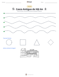 Vista previa de la hoja de trabajo imprimible de Casco Antiguo de Hội An