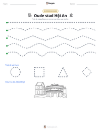 Oude stad Hội An afdrukbare werkblad voorbeeld