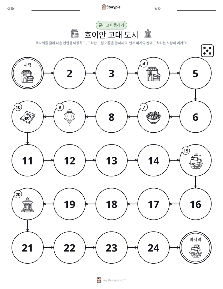 주사위 굴리고 이동하기 게임