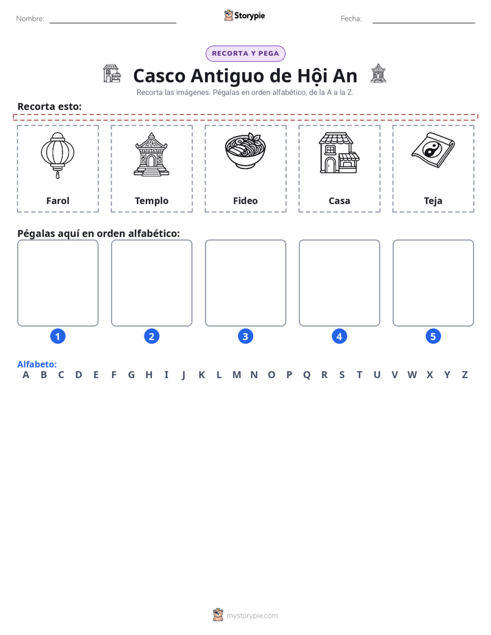 Cortar y Pegar el Alfabeto
